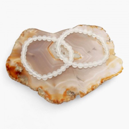 Armbånd med 6 mm Jade, hvit AAA-kvalitet