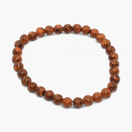 Armbånd med 6 mm Jaspis, slangeskinn AAA-kvalitet, 19 cm