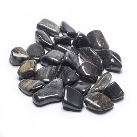 Forsteinet tre, svart Tromlet Medium AAA-kvalitet