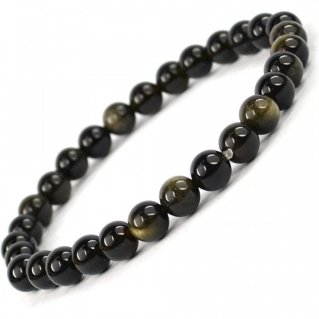 Armbånd med 6 mm Obsidian, regnbue  AAA-kvalitet, 19 cm