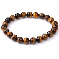 Armbånd med 8 mm Tigerøye, gyllen AAA-kvalitet, 19 cm